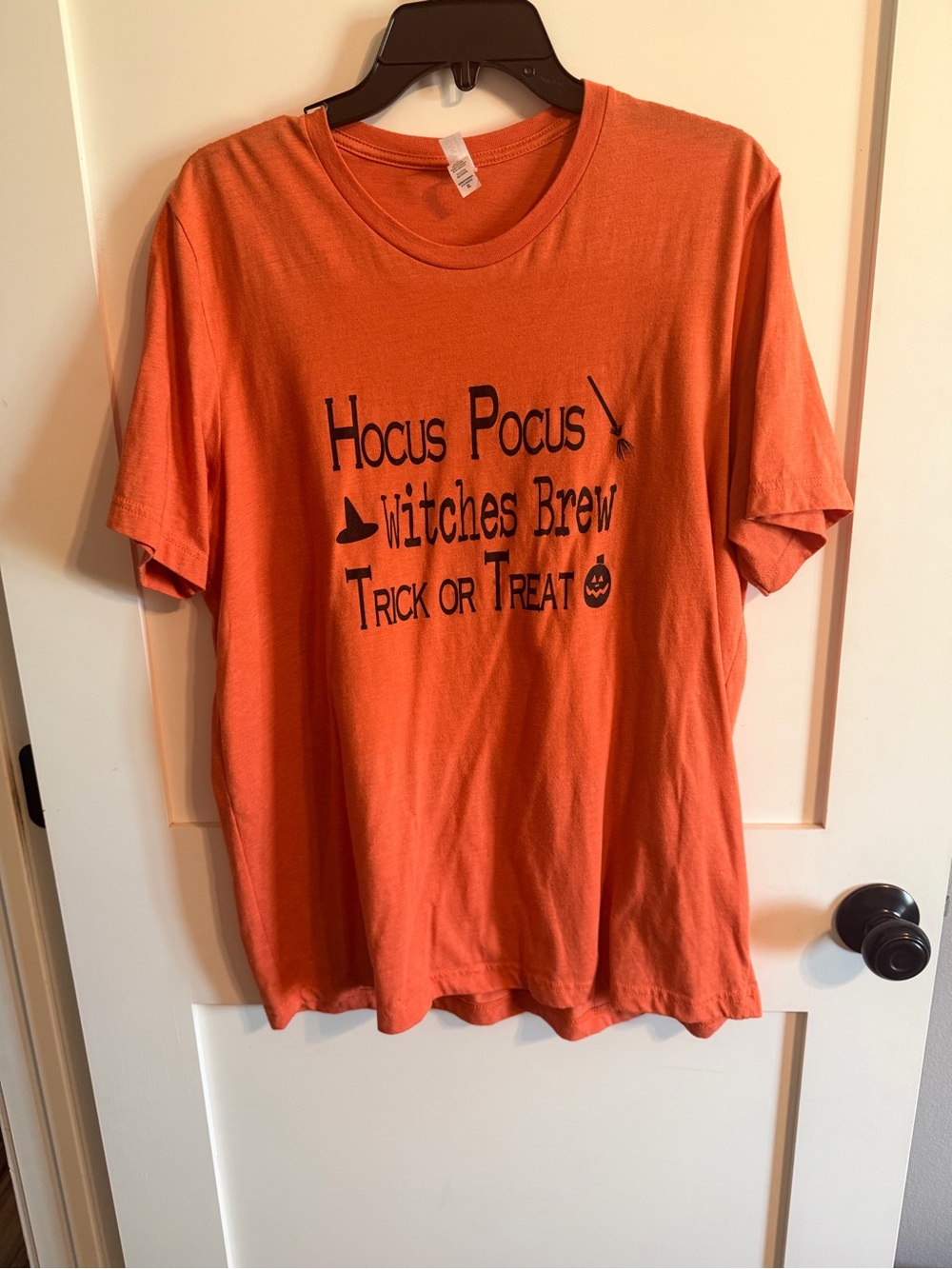 Bella Canvas Orange Short Sleeve Tee with Black Halloween Text Graphic